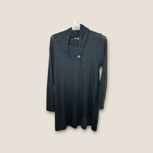 Vasna Women’s Long Sleeve Black Poncho Sweater Size Medium